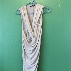 High slit party dress in nude